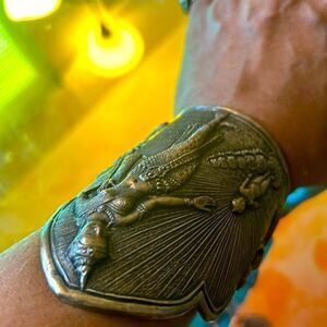 Beautiful Siam Sterling Silver Cuff Bracelet